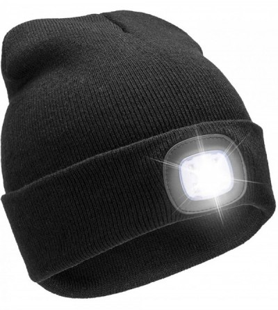 Skullies & Beanies Ultra Bright LED Unisex Lighted Beanie Cap/Winter Warm hat （USB charging） (Black) - CI186W5SQOD $8.77