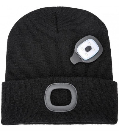 Skullies & Beanies Ultra Bright LED Unisex Lighted Beanie Cap/Winter Warm hat （USB charging） (Black) - CI186W5SQOD $8.77