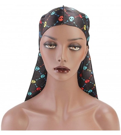 Skullies & Beanies Print Silky Durags Turban Silk Du Rag Waves Caps Headwear Do Doo Rag for Women Men - Tjm-05k-4 - CX197W8CG...